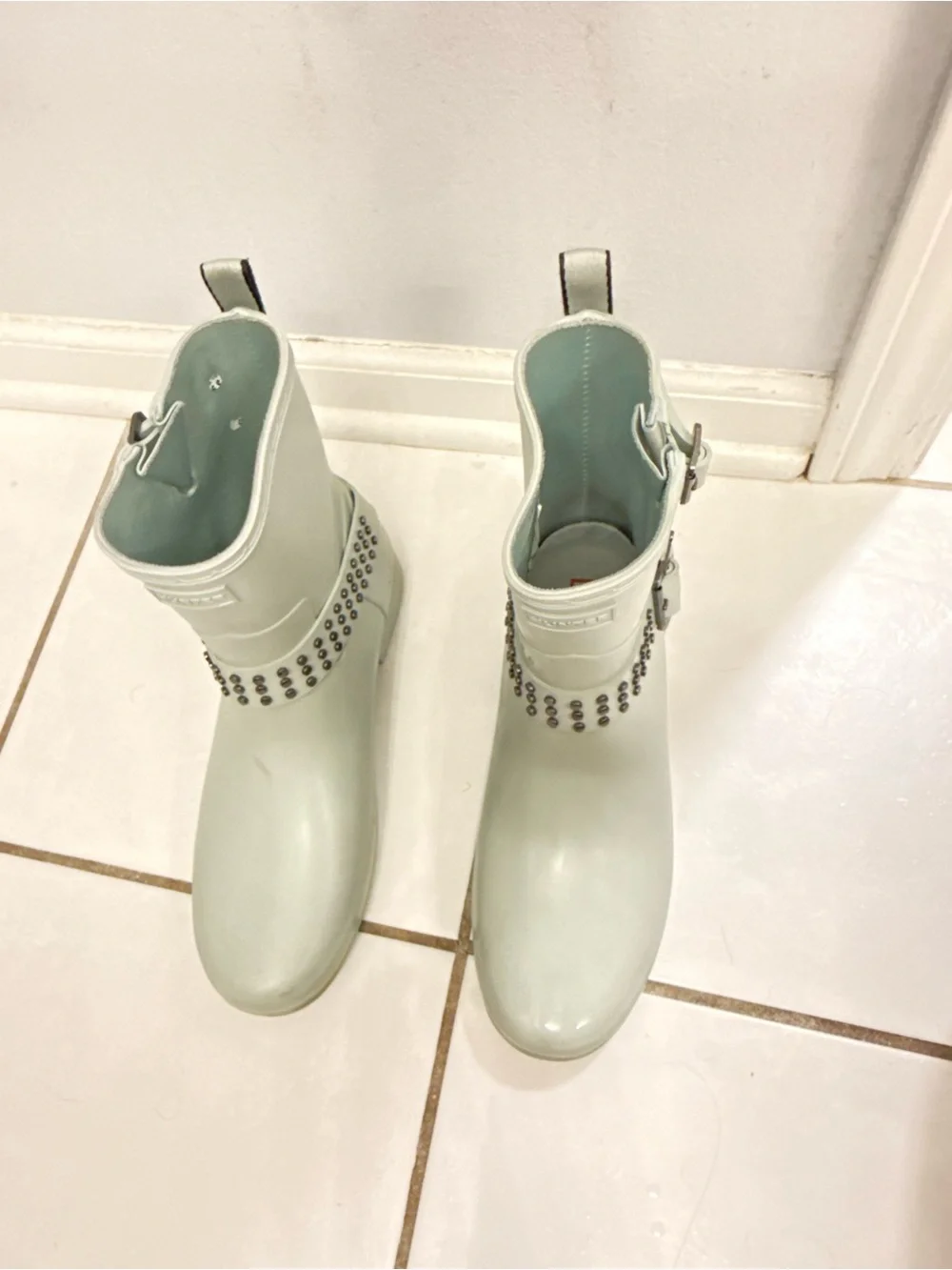 Hunter Studded Strap Short Rain Boots - Sage Green